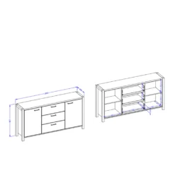 Komoda AKTIV 180 cm w optyce dąb Taurus*Helvetia Best