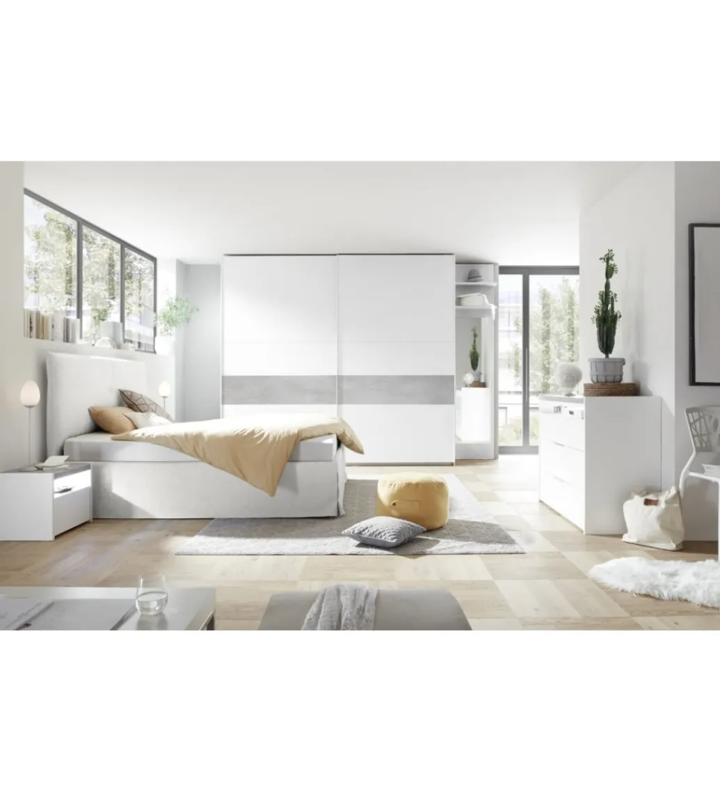 Komoda AMALTI 111 cm biała z dodatkiem koloru orzechowego*MCA Linia Włoska New