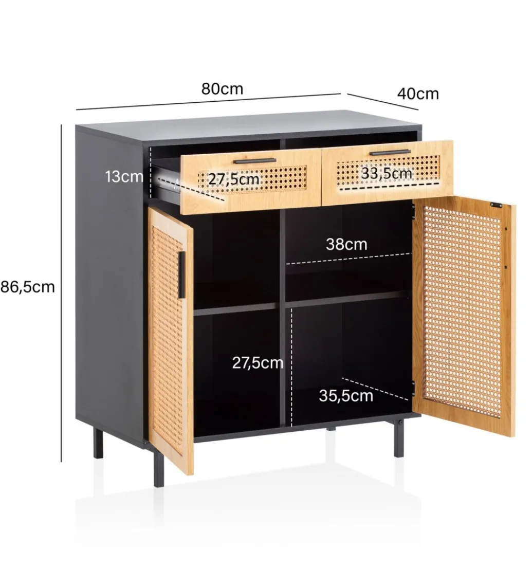 Komoda Ambert II 80 cm czarna*WOHNLING, GERMANY Best