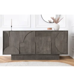 Komoda ART DECO 170 cm drewno mango szary*Invicta Interior