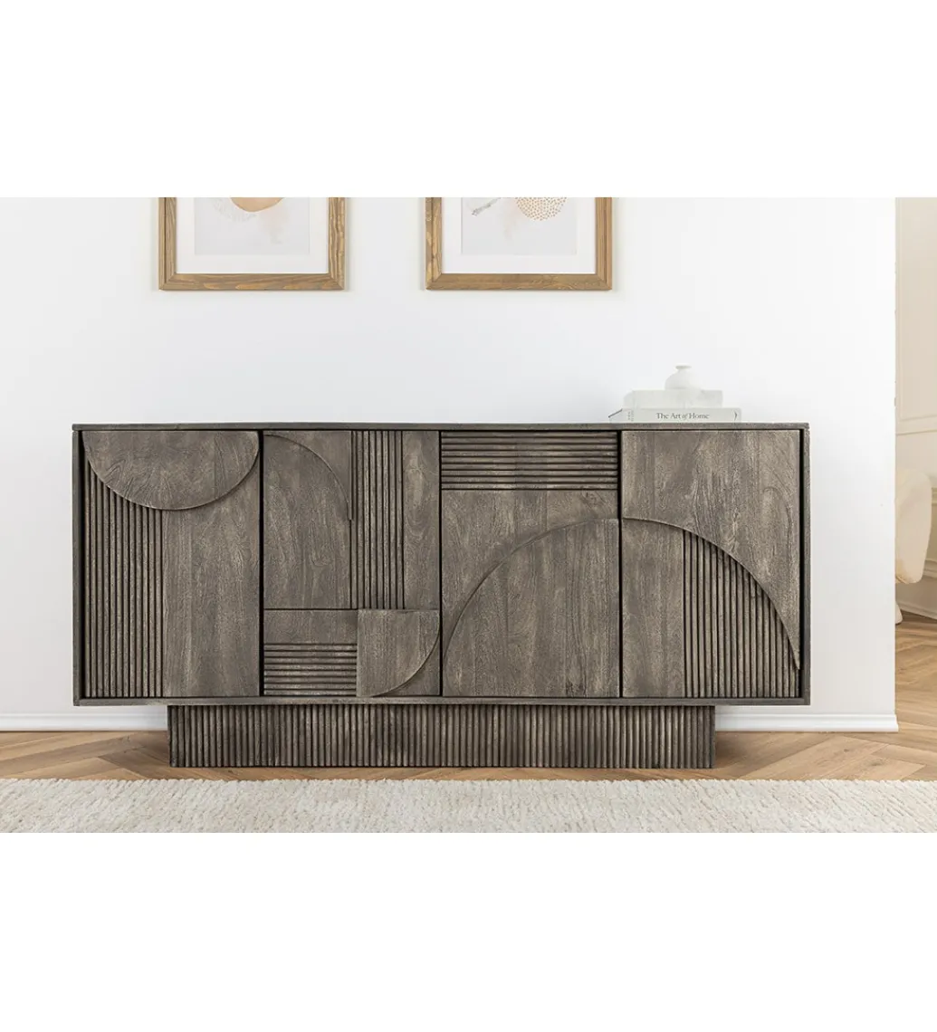 Komoda ART DECO 170 cm drewno mango szary*Invicta Interior Online