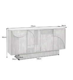 Komoda ART DECO 170 cm drewno mango szary*Invicta Interior Online