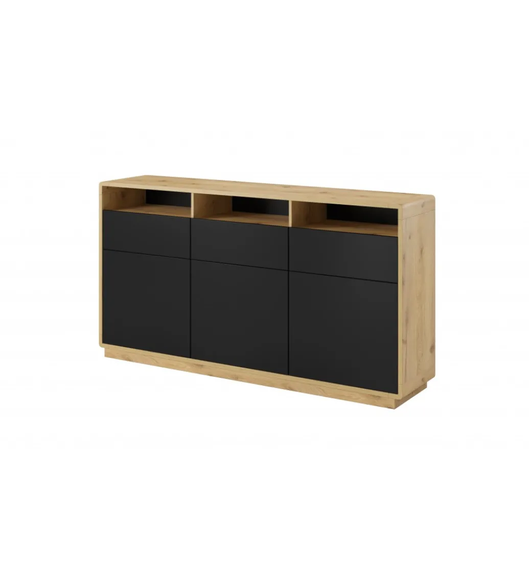 Komoda ASTON 180 cm czarna z dodatkiem koloru dąb Taurus*Helvetia Clearance