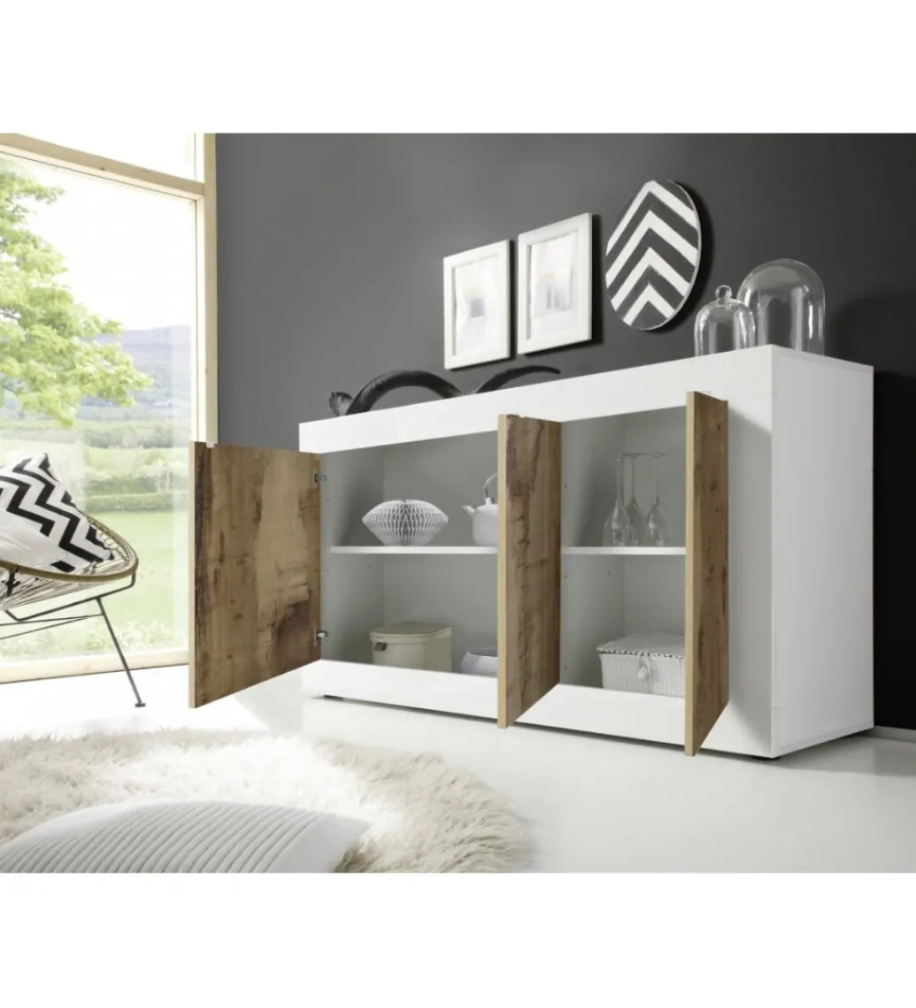 Komoda BASIC 160 cm biała z dodatkiem koloru klon Pero*MCA Linia Włoska Online
