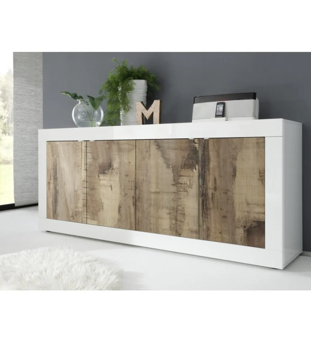 Komoda BASIC 207 cm biała z dodatkiem koloru klon pero*MCA Linia Włoska Discount