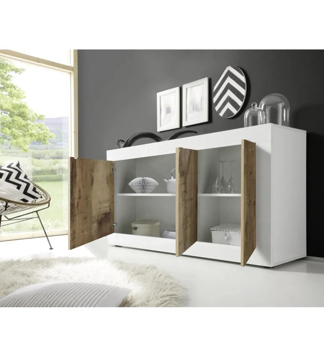 Komoda BASIC 160 cm czarna z dodatkiem koloru klon Pero*MCA Linia Włoska Outlet