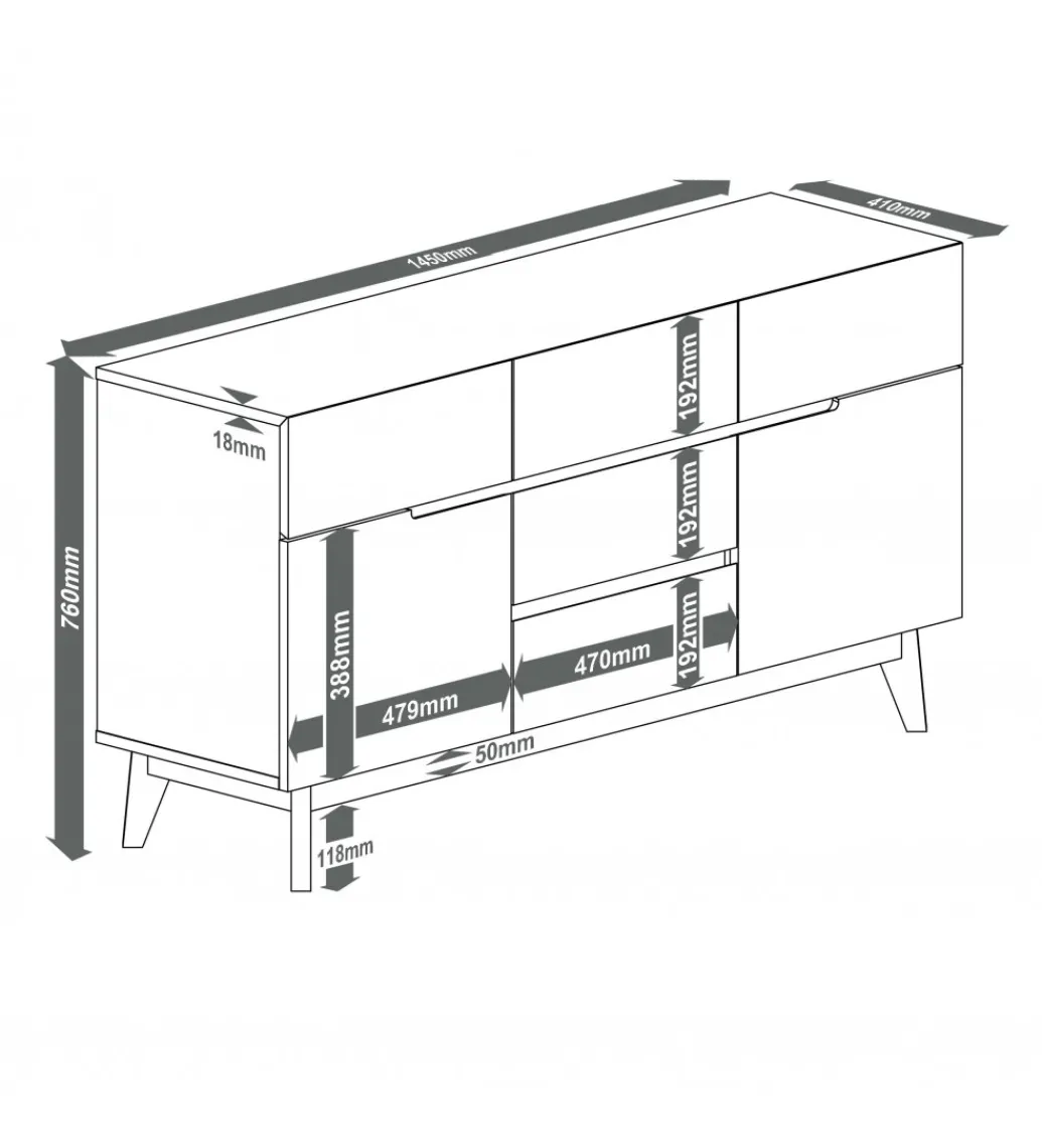 Komoda CERVO 145 cm biała*MCA Online