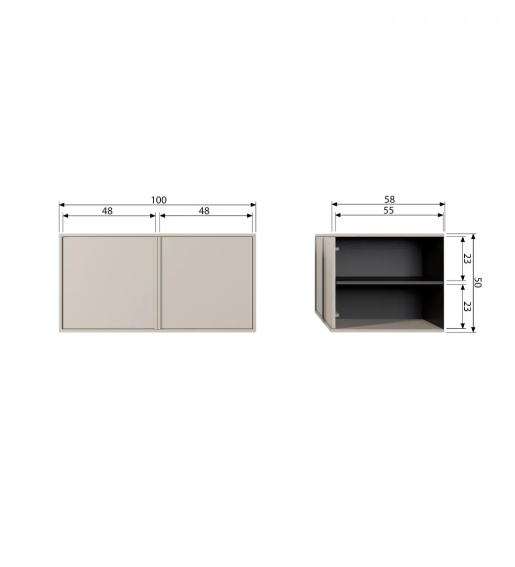 Komoda DAILY 50 x 100 cm drewno sosny szare*WOOOD Outlet