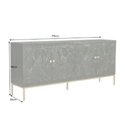 Komoda 3D PEACOCK 175 cm drewno mango ciemnozielona*Invicta Interior - przedsprzedaż Sale