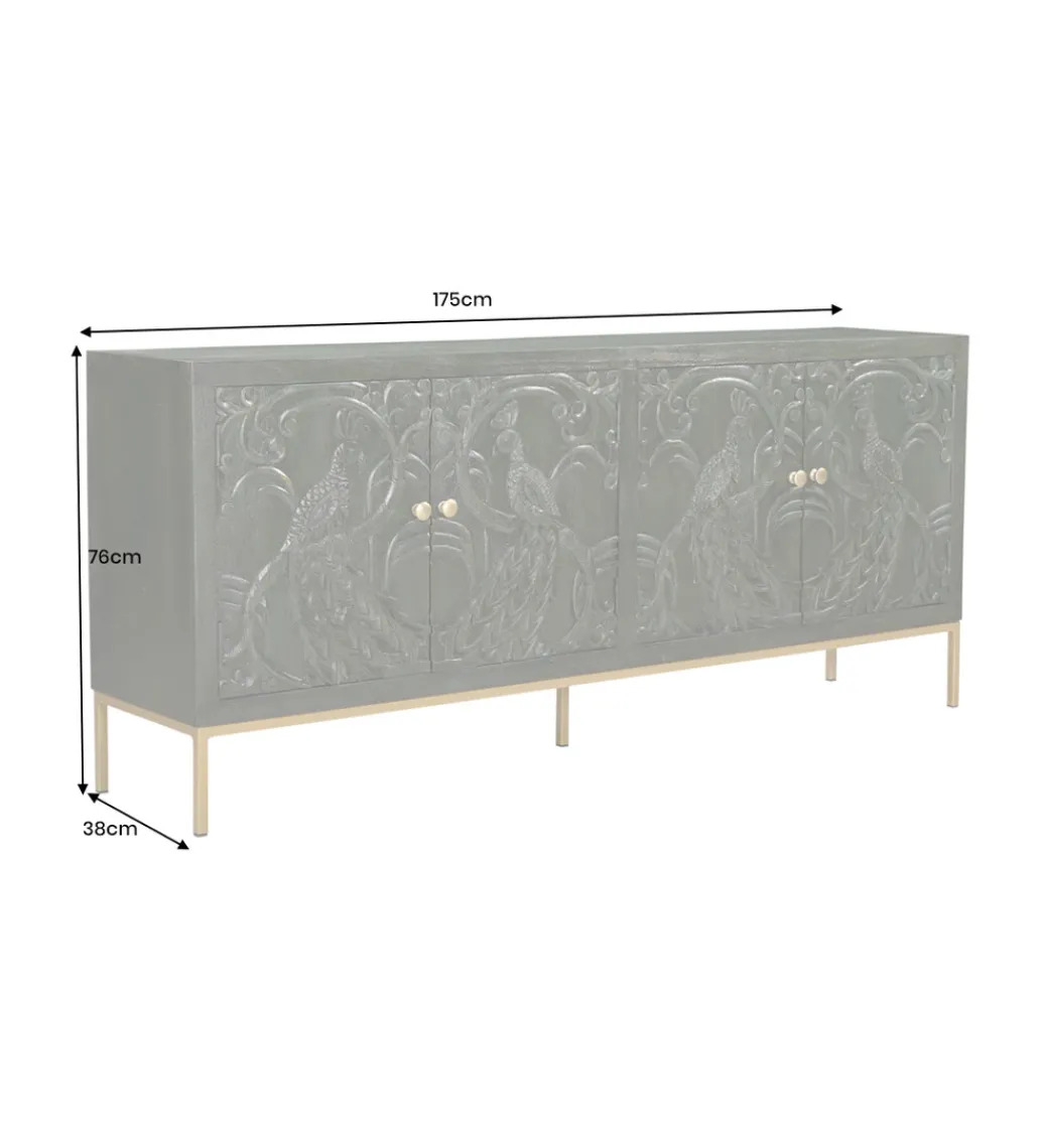 Komoda 3D PEACOCK 175 cm drewno mango ciemnozielona*Invicta Interior - przedsprzedaż Sale