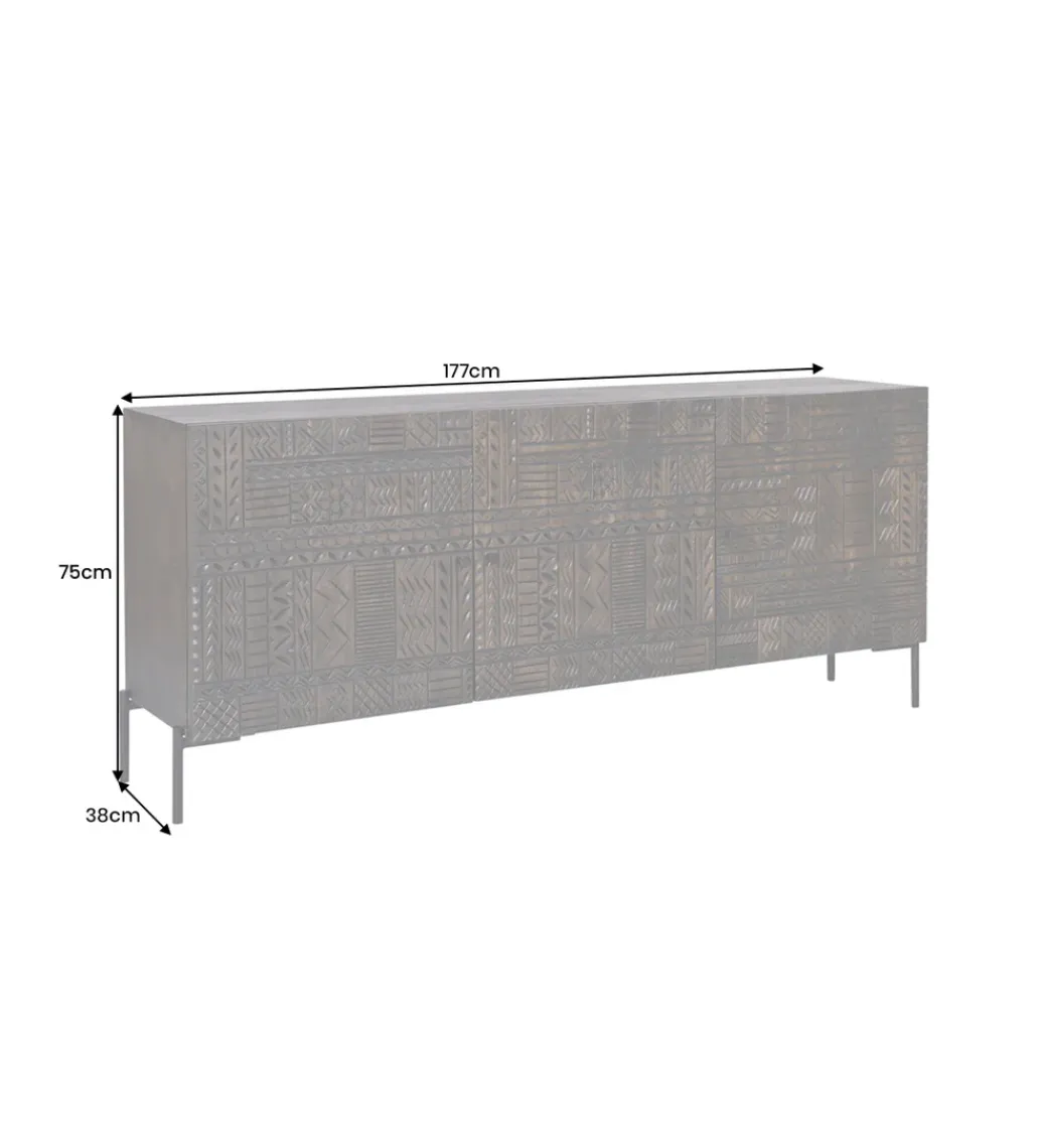 Komoda 3D TRIBAL 180 cm drewno mango ciemny brąz*Invicta Interior - przedsprzedaż Clearance