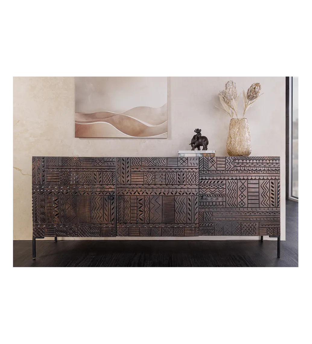 Komoda 3D TRIBAL 180 cm drewno mango ciemny brąz*Invicta Interior - przedsprzedaż Clearance