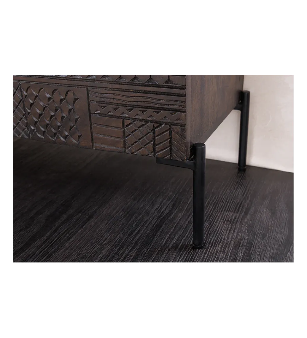 Komoda 3D TRIBAL 180 cm drewno mango ciemny brąz*Invicta Interior - przedsprzedaż Clearance