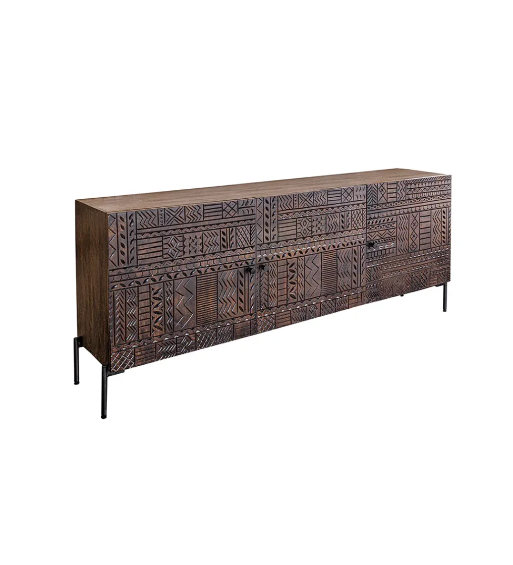 Komoda 3D TRIBAL 180 cm drewno mango ciemny brąz*Invicta Interior - przedsprzedaż Clearance