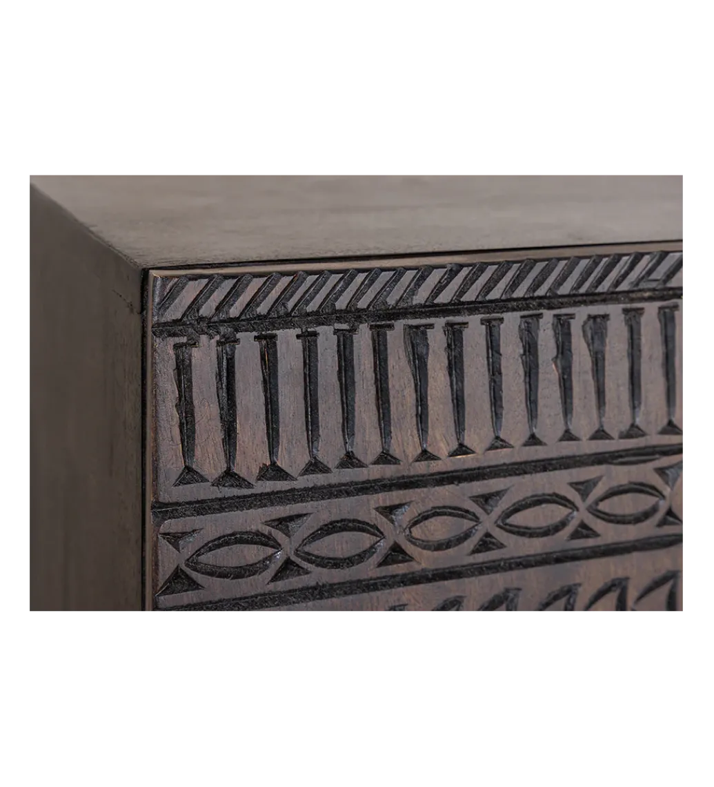 Komoda 3D TRIBAL 120 cm drewno mango ciemny brąz*Invicta Interior - przedsprzedaż Clearance