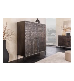Komoda 3D TRIBAL 120 cm drewno mango ciemny brąz*Invicta Interior - przedsprzedaż Clearance
