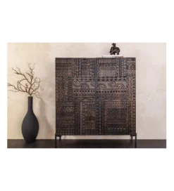 Komoda 3D TRIBAL 120 cm drewno mango ciemny brąz*Invicta Interior - przedsprzedaż Clearance