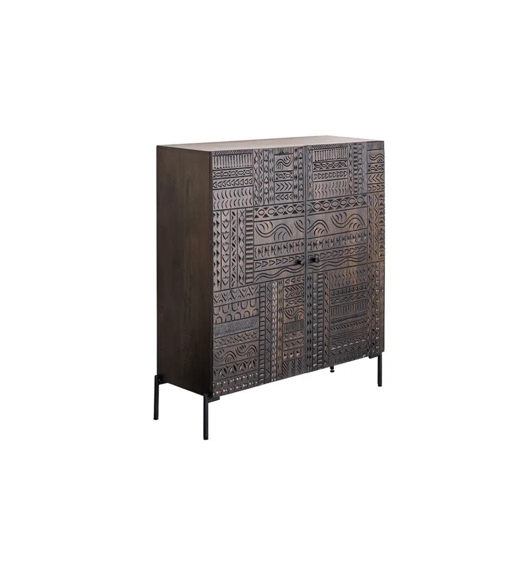 Komoda 3D TRIBAL 120 cm drewno mango ciemny brąz*Invicta Interior - przedsprzedaż Clearance
