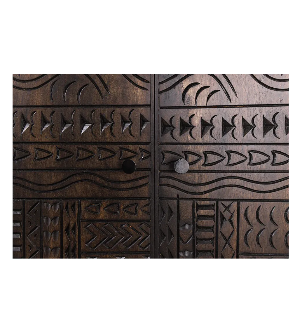 Komoda 3D TRIBAL 120 cm drewno mango ciemny brąz*Invicta Interior - przedsprzedaż Clearance