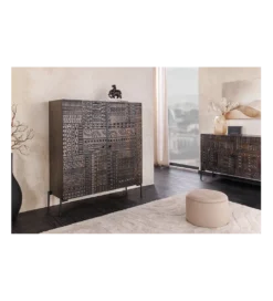 Komoda 3D TRIBAL 120 cm drewno mango ciemny brąz*Invicta Interior - przedsprzedaż Clearance