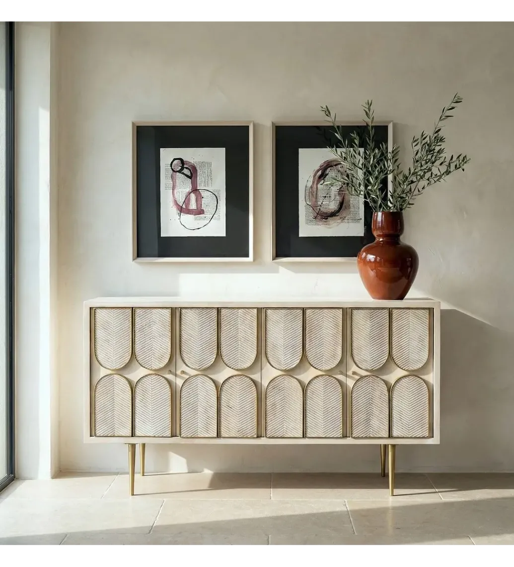 Komoda ESPAZERO 152 cm drewno mango biała*Zona-Design New