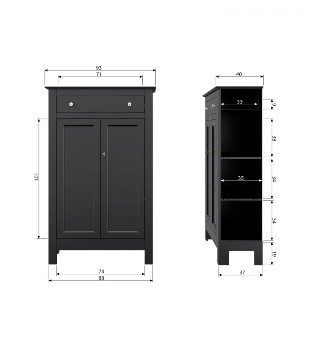 Komoda EVA 150 cm drewno sosna czarna*WOOOD Outlet