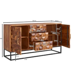 Komoda GOBIN 145 cm drewno sheesham*WOHNLING, GERMANY Outlet