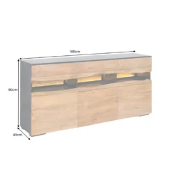 Komoda GRAND ACACIA 180 cm drewno akcja LED*Invicta Interior New