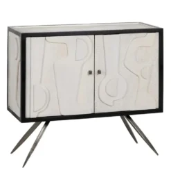 Komoda HALENSA 102 cm drewno mango czarnobiała*DENZO Sale