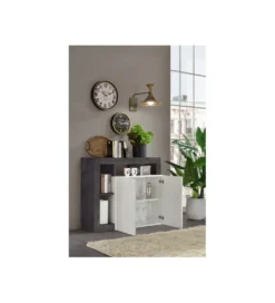 Komoda HAMBURG 108 cm biała z dodatkiem koloru antracytowego*MCA Linia Włoska New