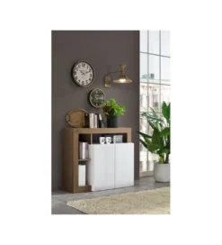 Komoda HAMBURG 108 cm biała z dodatkiem koloru dąb Mercure*MCA Linia Włoska Best