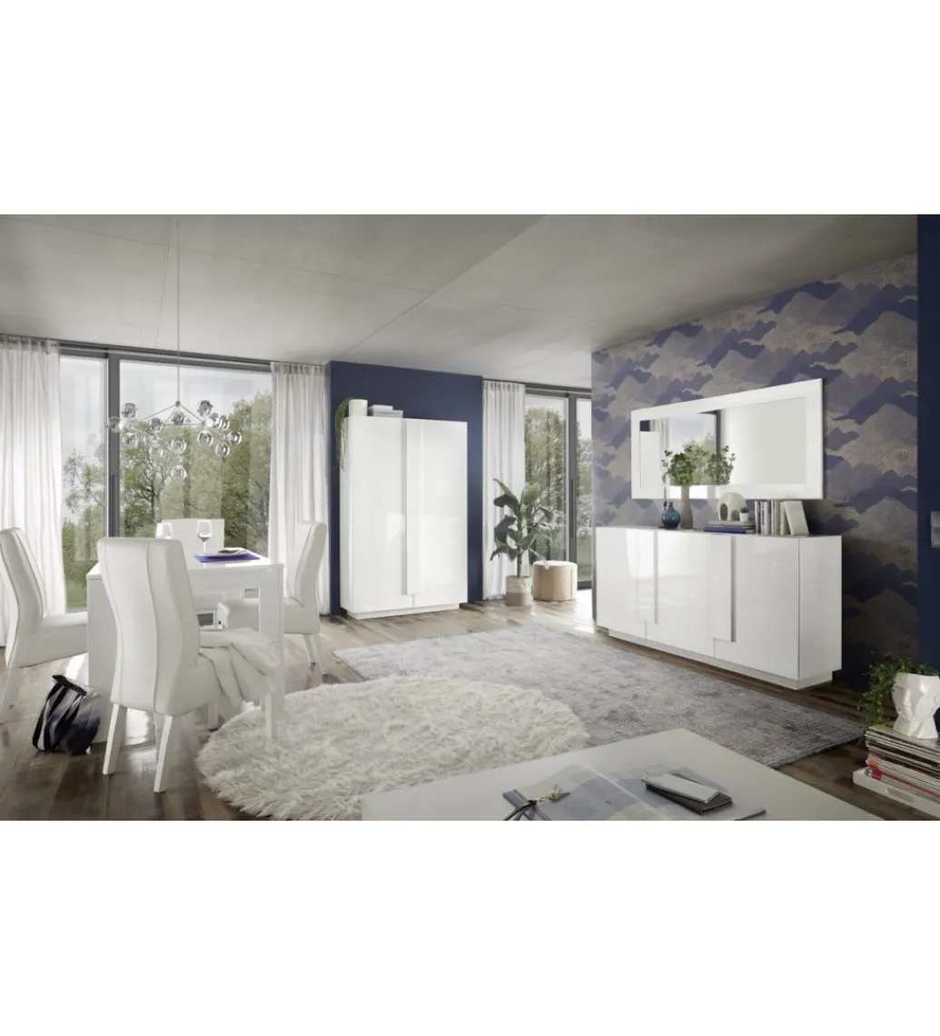 Komoda HAMBURG 146 cm biała z dodatkiem koloru dąb Mercure*MCA Linia Włoska Outlet