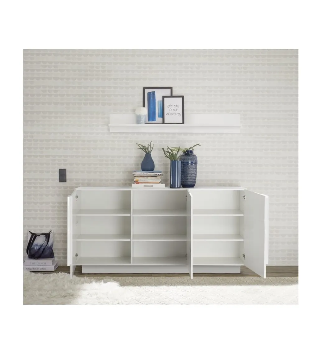 Komoda HAMBURG 146 cm biała z dodatkiem koloru dąb Mercure*MCA Linia Włoska Outlet