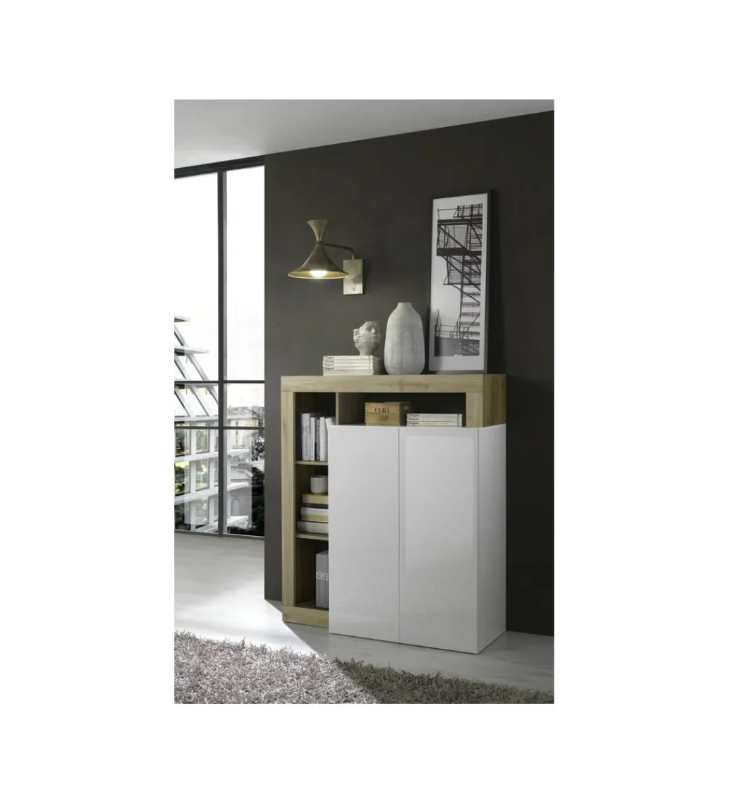 Komoda HAMBURG 146 cm biała z dodatkiem koloru dąb Cadiz*MCA Linia Włoska Outlet