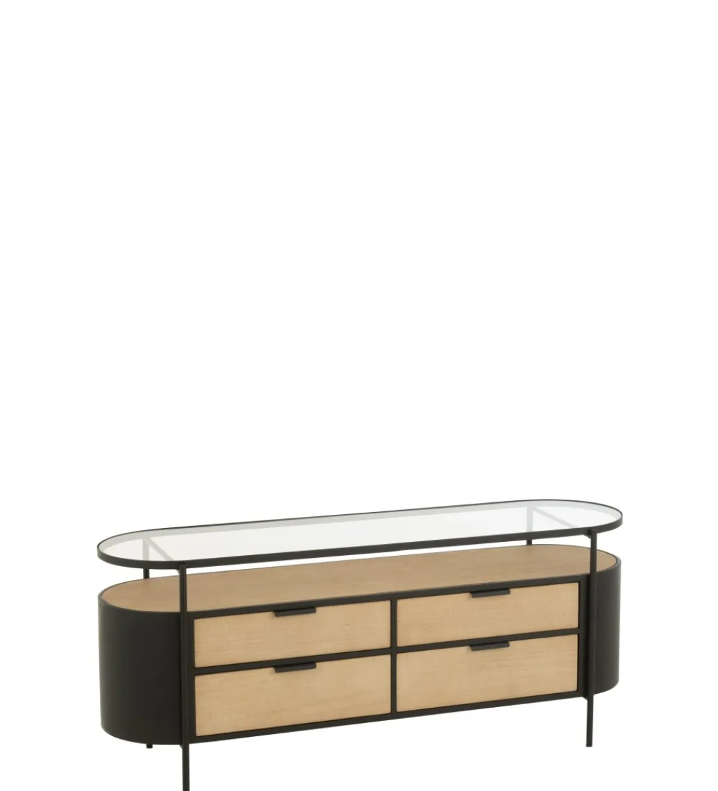 Komoda IVY 133 cm naturalna czarna*J-Line New