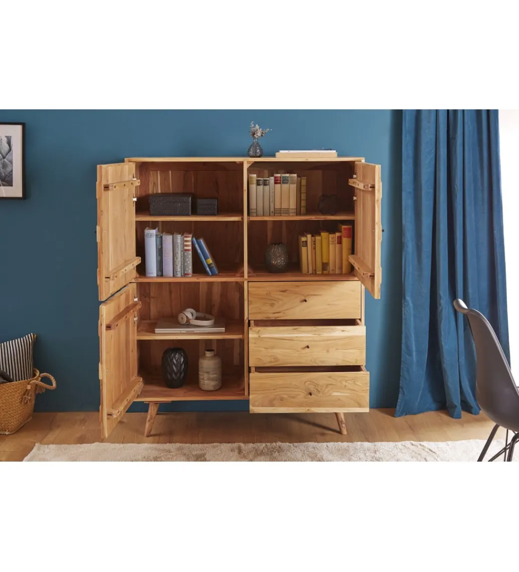 Komoda Komodo wysoka Mystic Living 140 cm drewno akacja*Invicta Interior - przedsprzedaż