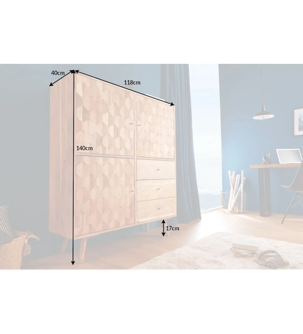 Komoda Komodo wysoka Mystic Living 140 cm drewno akacja*Invicta Interior - przedsprzedaż