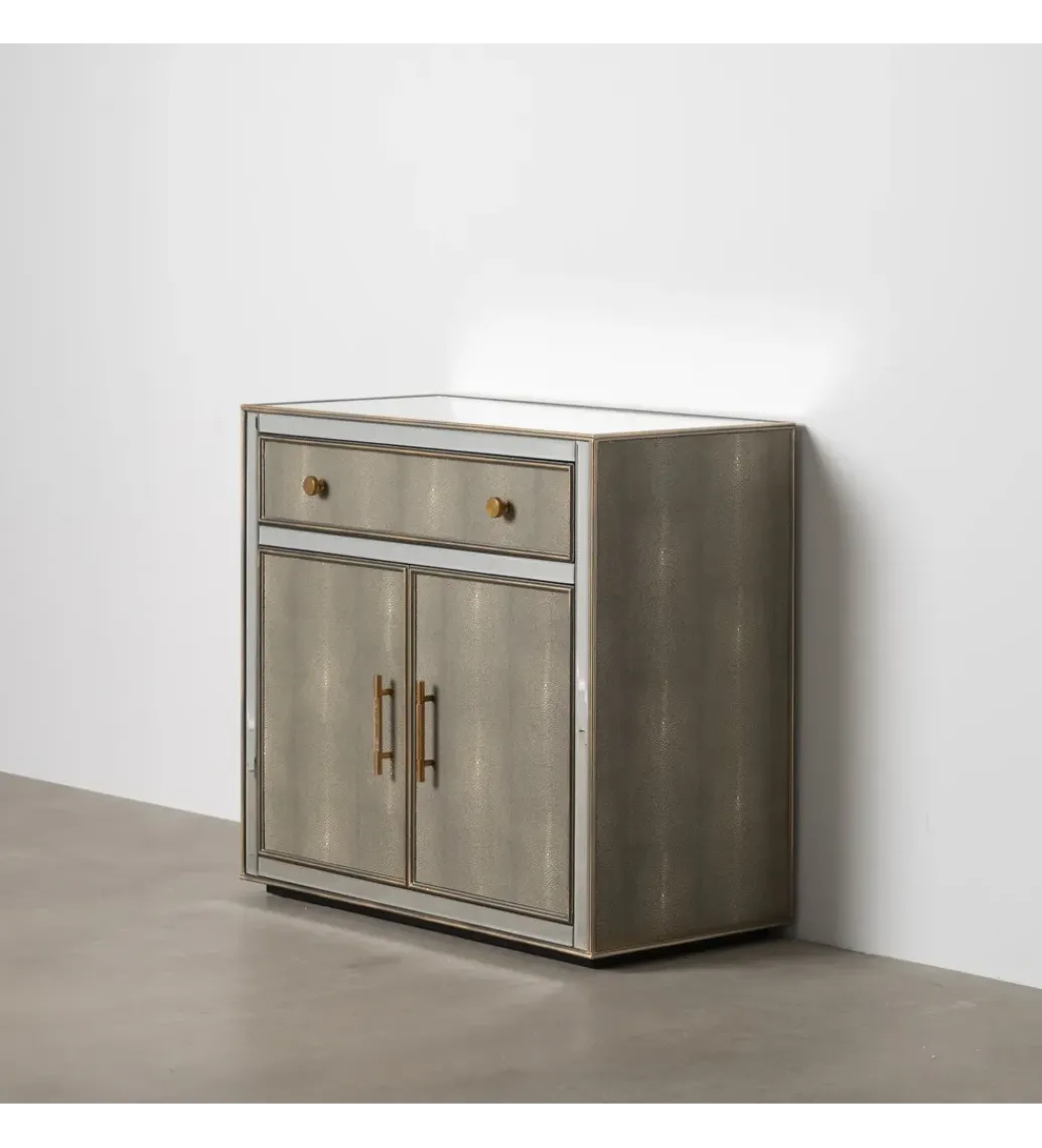 Komoda KOSTI 81 cm szklana srebrno-szary*Zona-Design Best