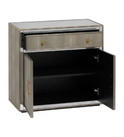 Komoda KOSTI 81 cm szklana srebrno-szary*Zona-Design Best