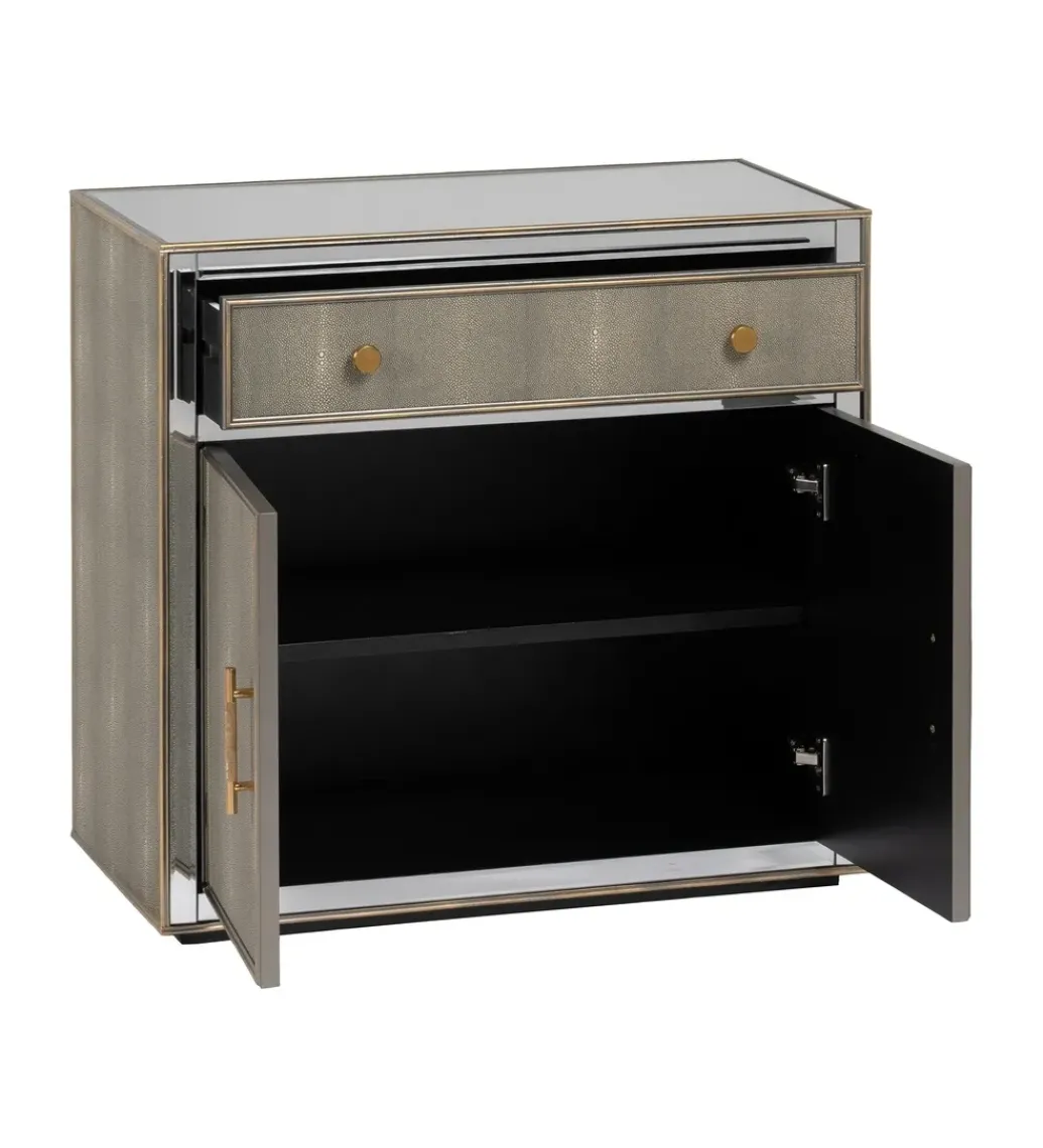 Komoda KOSTI 81 cm szklana srebrno-szary*Zona-Design Best