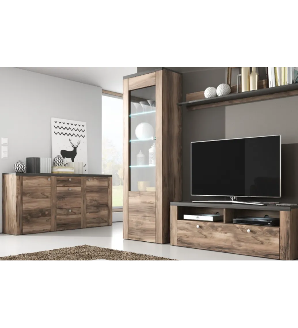 Komoda LARONA 155 Cm O Wybarwieniu Satin Nussbaum Z Kolorem Touchwood*Helvetia New