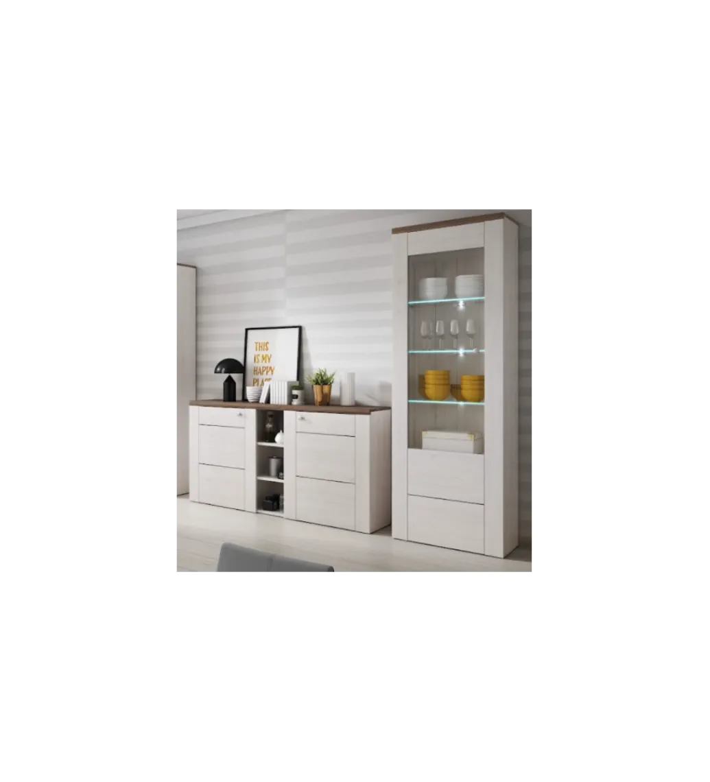 Komoda LARONA 155 cm o wybarwieniu Sonoma Trufel z kolorem Sibiu Larche*Helvetia Online