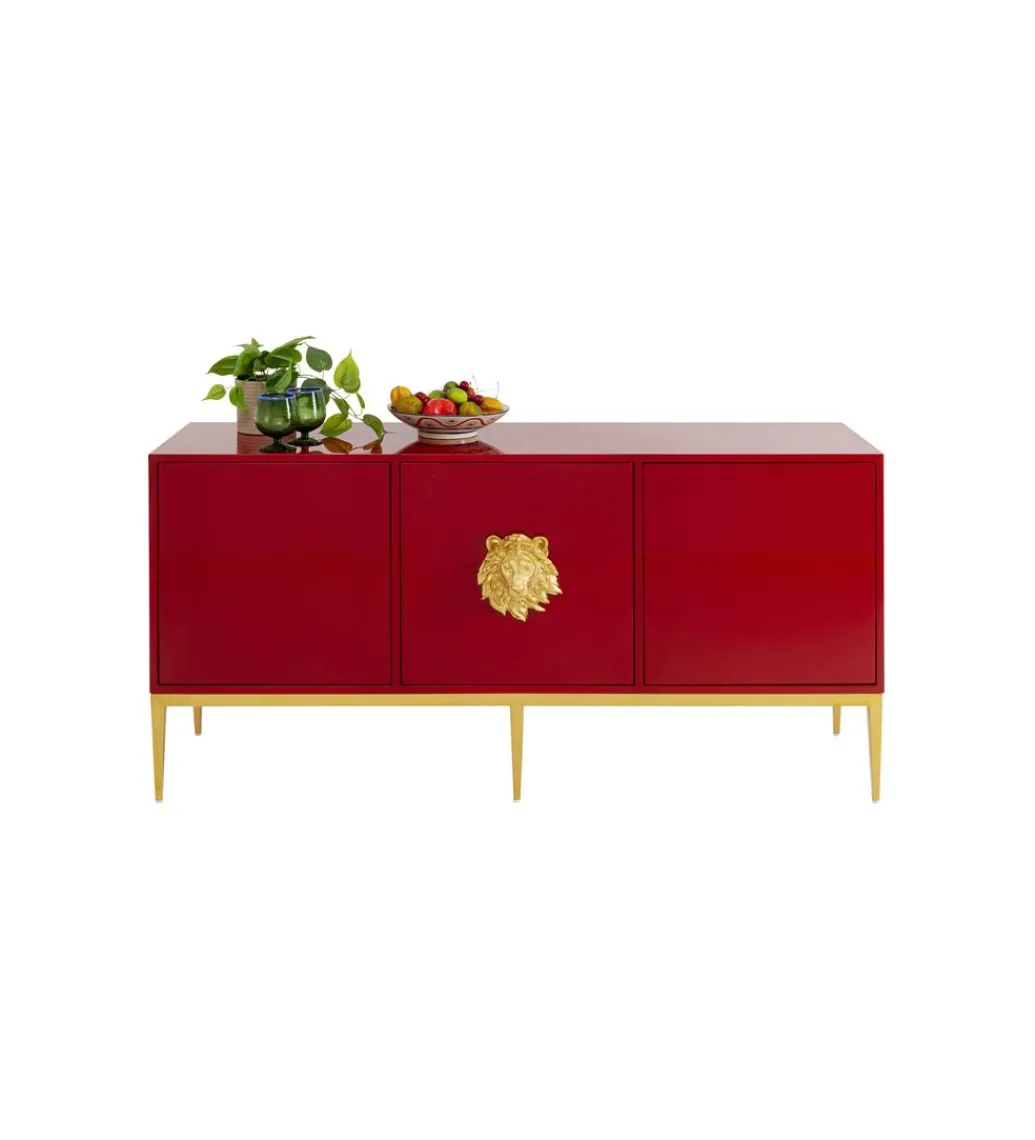 Komoda LEONE 160 cm czerwona ze złotą ozdobą*KARE New