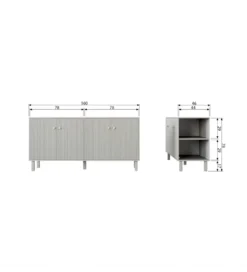 Komoda MADU 160 cm drewno sosna szara*WOOOD Best
