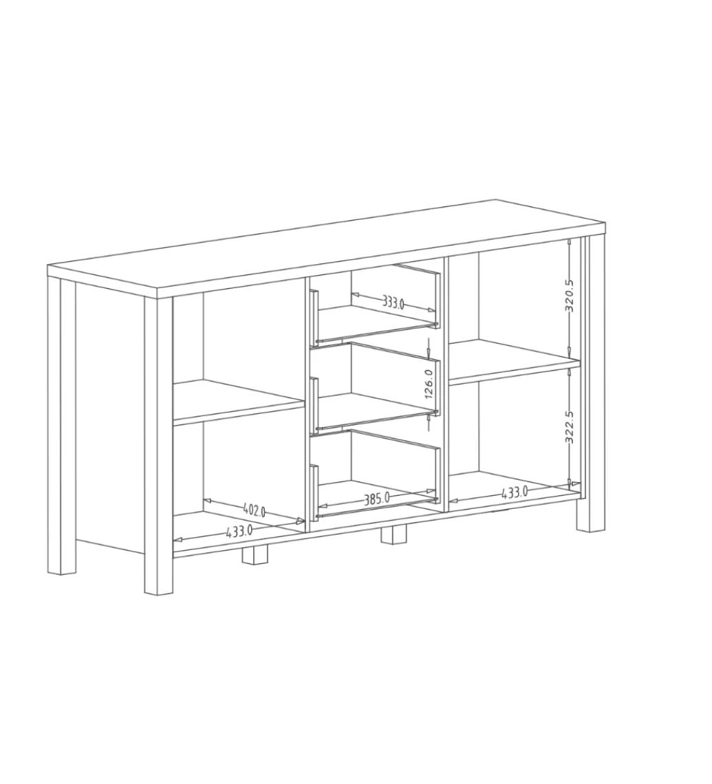 Komoda OLIN WM 147 cm w optyce świerku Appenzeller*Helvetia Online