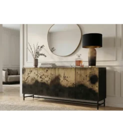 Komoda OXID 180 cm drewno mango czarno złota*Invicta Interior Sale