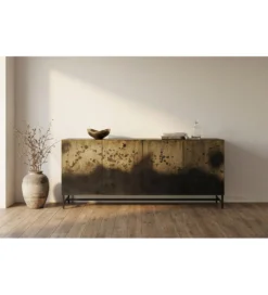 Komoda OXID 180 cm drewno mango czarno złota*Invicta Interior Sale