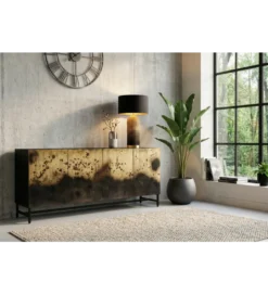 Komoda OXID 180 cm drewno mango czarno złota*Invicta Interior Sale