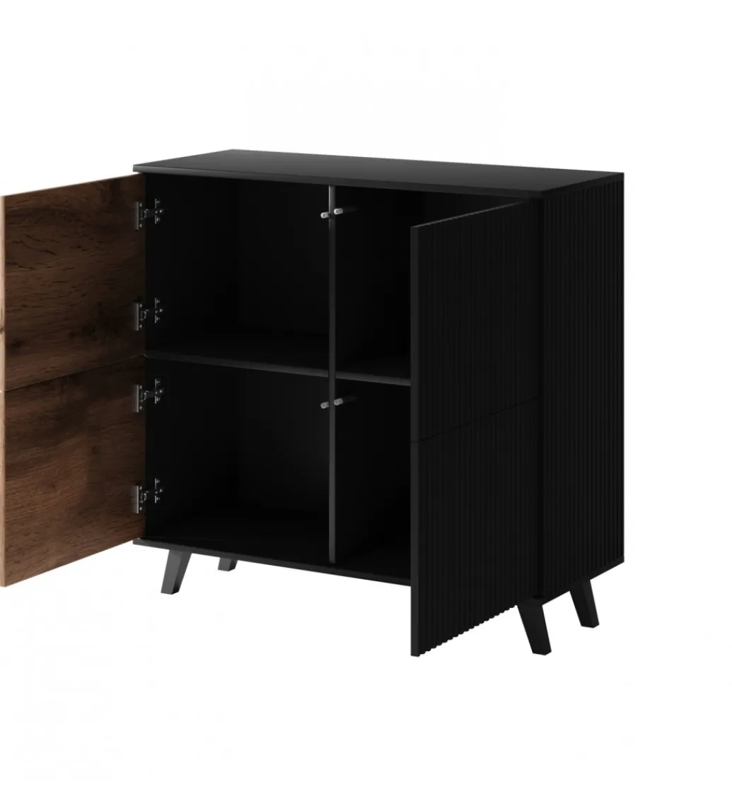 Komoda RANDOM 100 cm w kolorze dąb wotan z kolorem czarnym*Halmar Clearance
