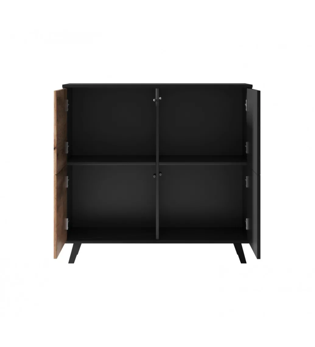 Komoda RANDOM 100 cm w kolorze dąb wotan z kolorem czarnym*Halmar Clearance